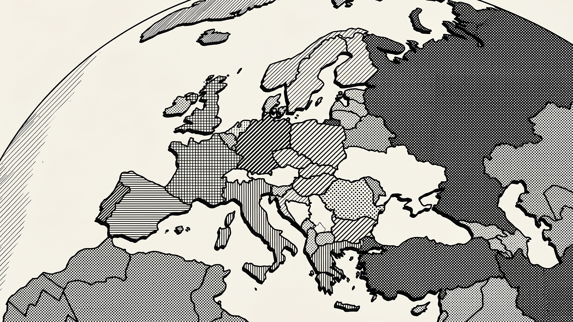 Generative-art cover image for the Europe AI catch-up essay.